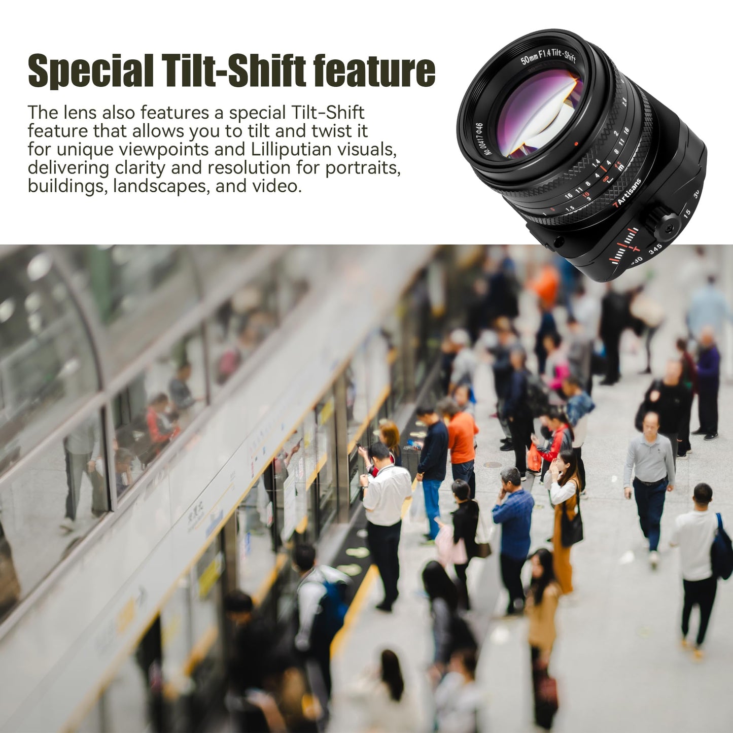 50mm F1.4 APS-C Tilt lens for E (Full-frame and APS-C)/FX/M43