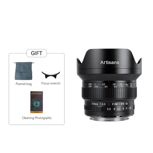 MF 7.5mm f/3.5 ultra wide-angle APS-C DSLR lens for Canon EF/Nikon F