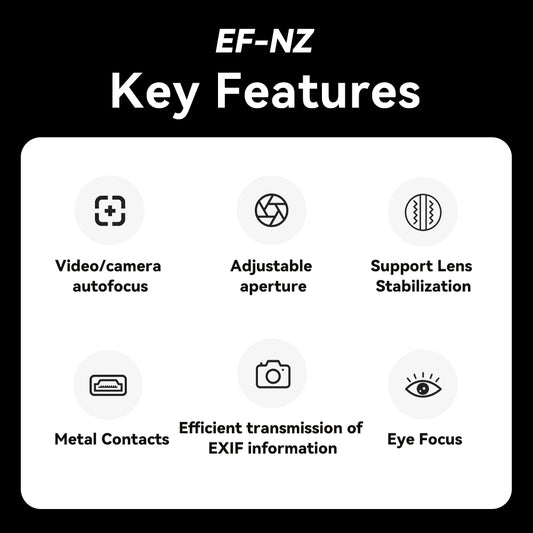 7artisans EF-NZ Lens Adapter Auto-Focus Lens Converter Ring Compatible for Canon EF/EF-S Lens and NIKON Zmount Camera