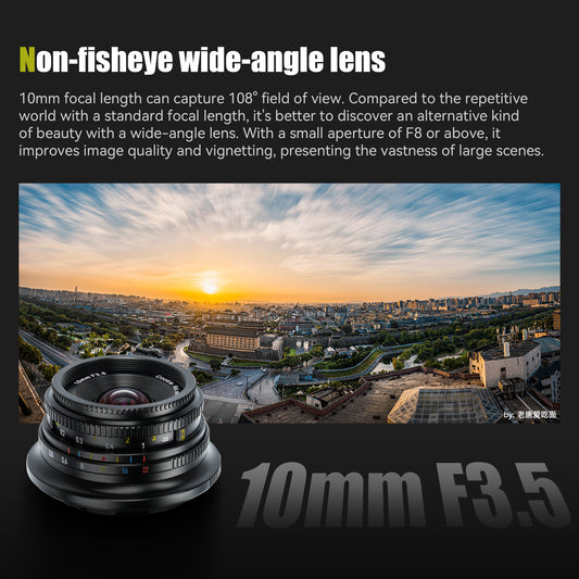 MF 10mm f/3.5 APS-C Ultra Wide Angle Lens for Sony E/Fuji X/Nikon Z/ Panasonic/Olympus M43