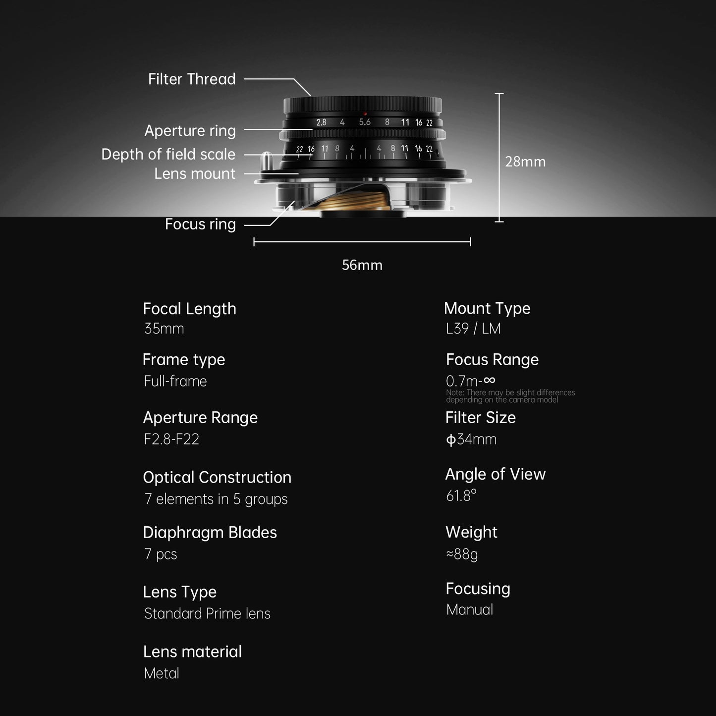 M 35mm F2.8 Lens for Leica M / L39
