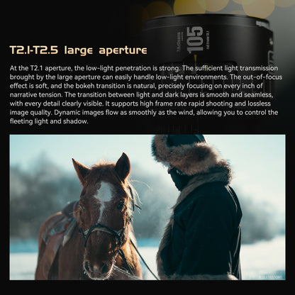 16/ 24/ 35/ 50/ 85/ 105/ 135mm T2.1-2.5 Full Frame Cine Lens for EF/PL