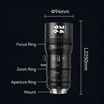 24mm-96mm T2.9 S35 Cine Zoom Lens for PL/EF