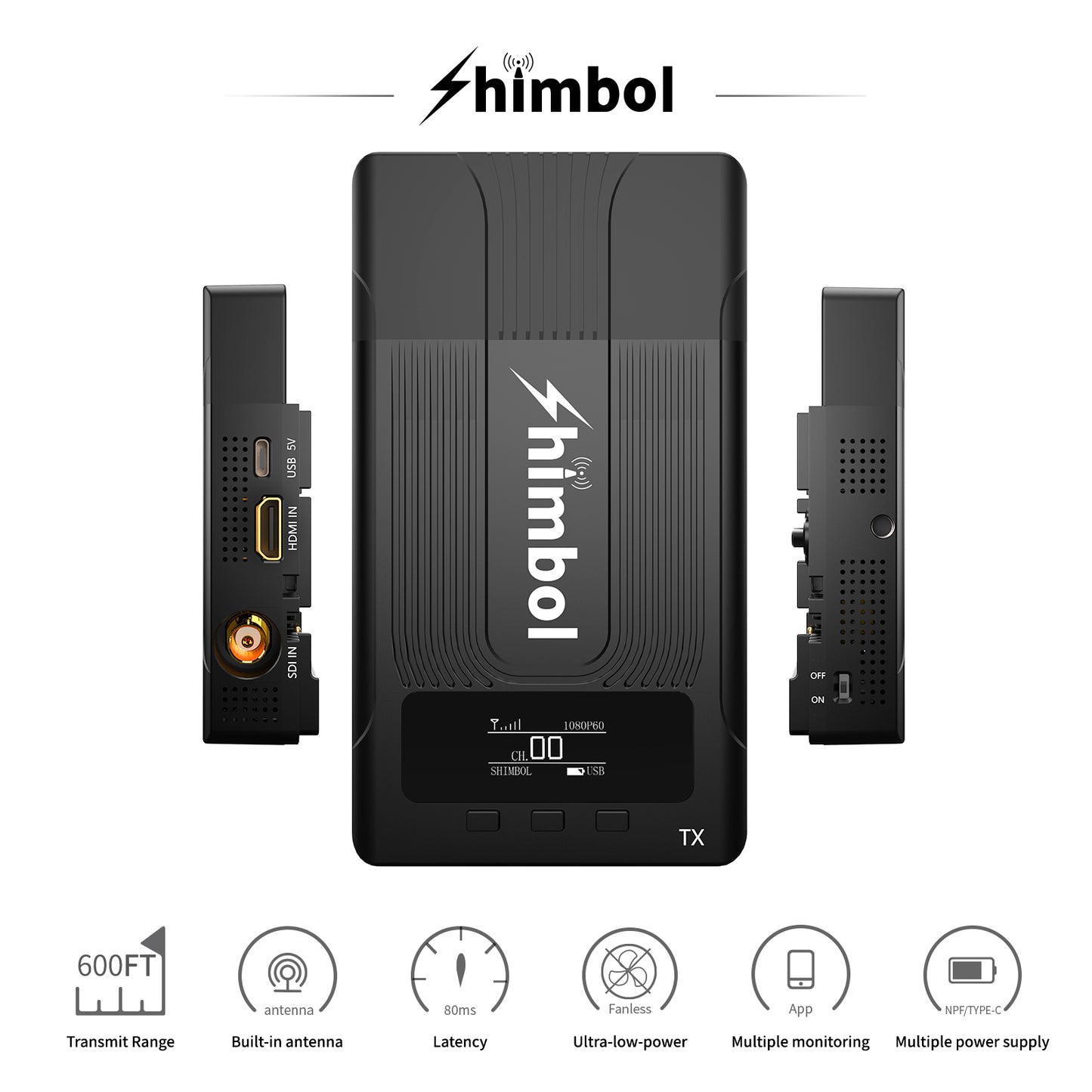 Shimbol ZO600S Wireless Video Transmission System HD Image Transmitter Receiver SDI 1080P for Photography Studio