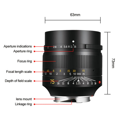 M75mm f/1.25 Full-frame lens for Leica M