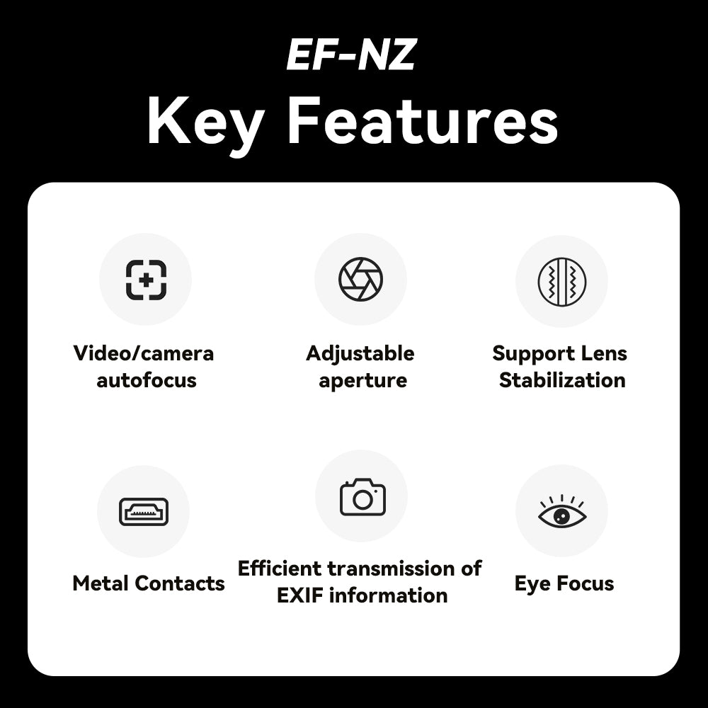 7artisans EF-NZ Lens Adapter Auto-Focus Lens Converter Ring Compatible for Canon EF/EF-S Lens and NIKON Zmount Camera