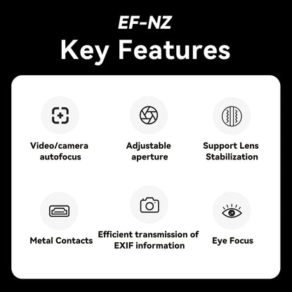 7artisans EF-NZ Lens Adapter Auto-Focus Lens Converter Ring Compatible for Canon EF/EF-S Lens and NIKON Zmount Camera