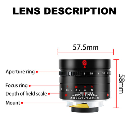 M35mm f/2.0 Mark II Full-frame lens for Leica M