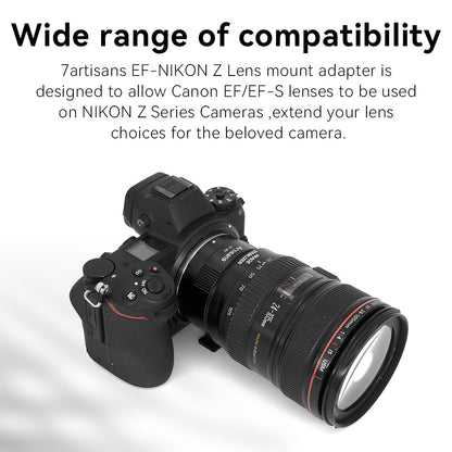 7artisans EF-NZ Lens Adapter Auto-Focus Lens Converter Ring Compatible for Canon EF/EF-S Lens and NIKON Zmount Camera