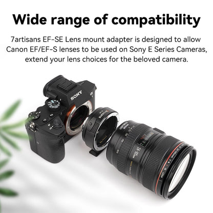 7artisans EF-SE Lens Adapter Auto-Focus Lens Converter Ring Compatible for Canon EF/EF-S Lens and Sony E mount Camera