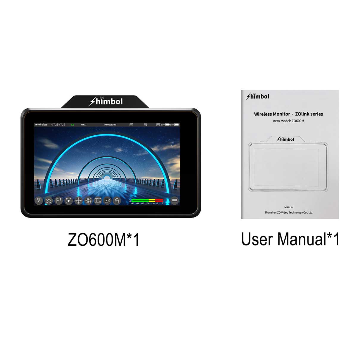 Shimbol ZO600M 5.5 Inch 5G Wifi Wireless Video Monitor with Free Switch Transmitter Receiver 1000nit HDR Recording Playback
